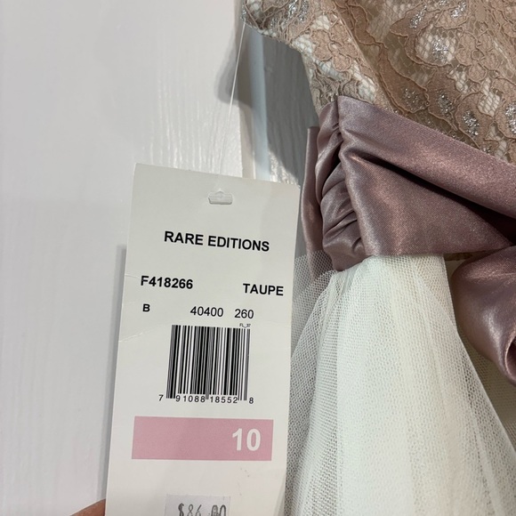 Rare Editions Cream and Taupe Lace Tulle Formal Party Dress Princess Wedding 10 - Picture 5 of 7